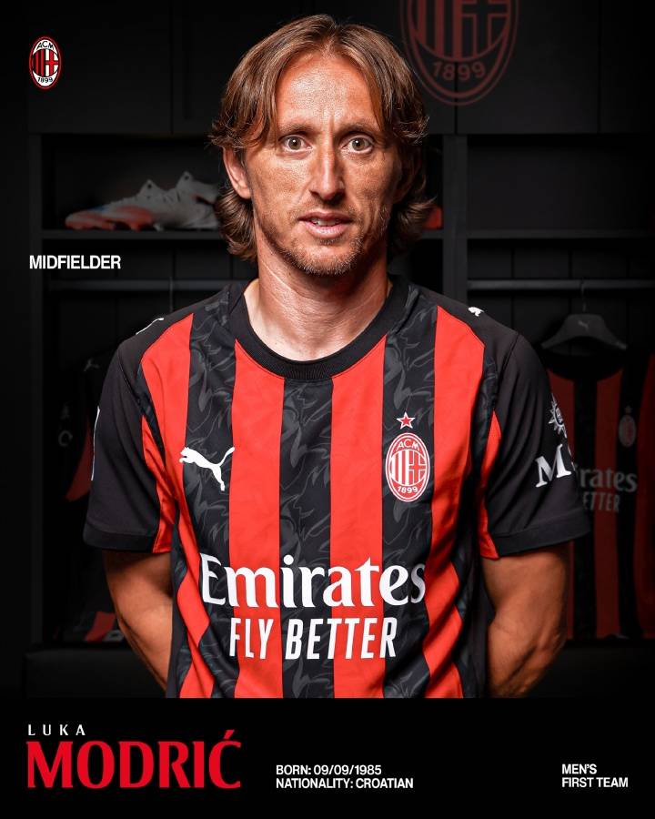 官方公告！ 39歲的莫德里克（Modric）穿著14號(hào)球衣加入AC Milan 成為自由球員